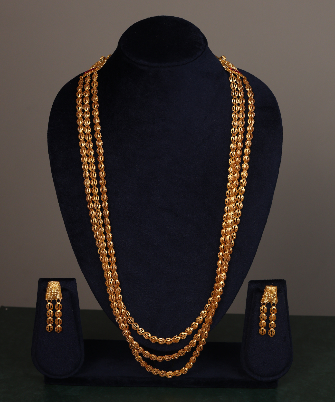 Chapla Haar Three Lined Gold Plated Set