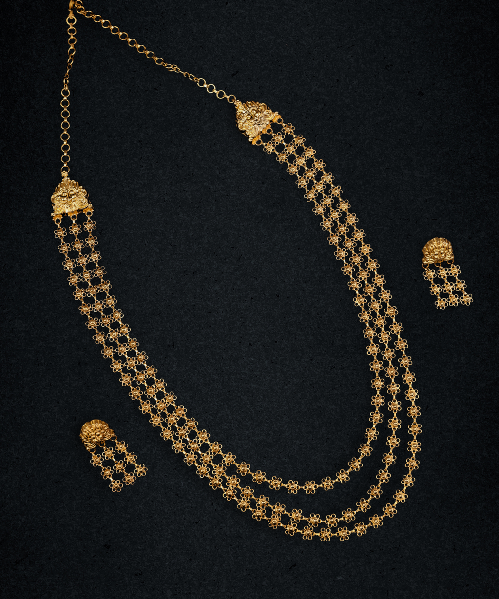 Chapla Haar Three Lined Gold Plated Set