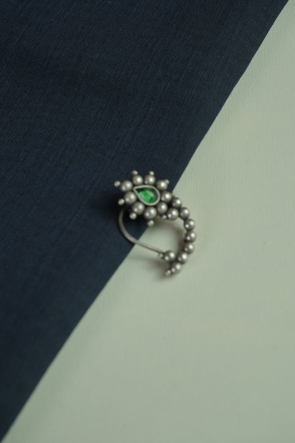 Green Beaded Oxidised Nath