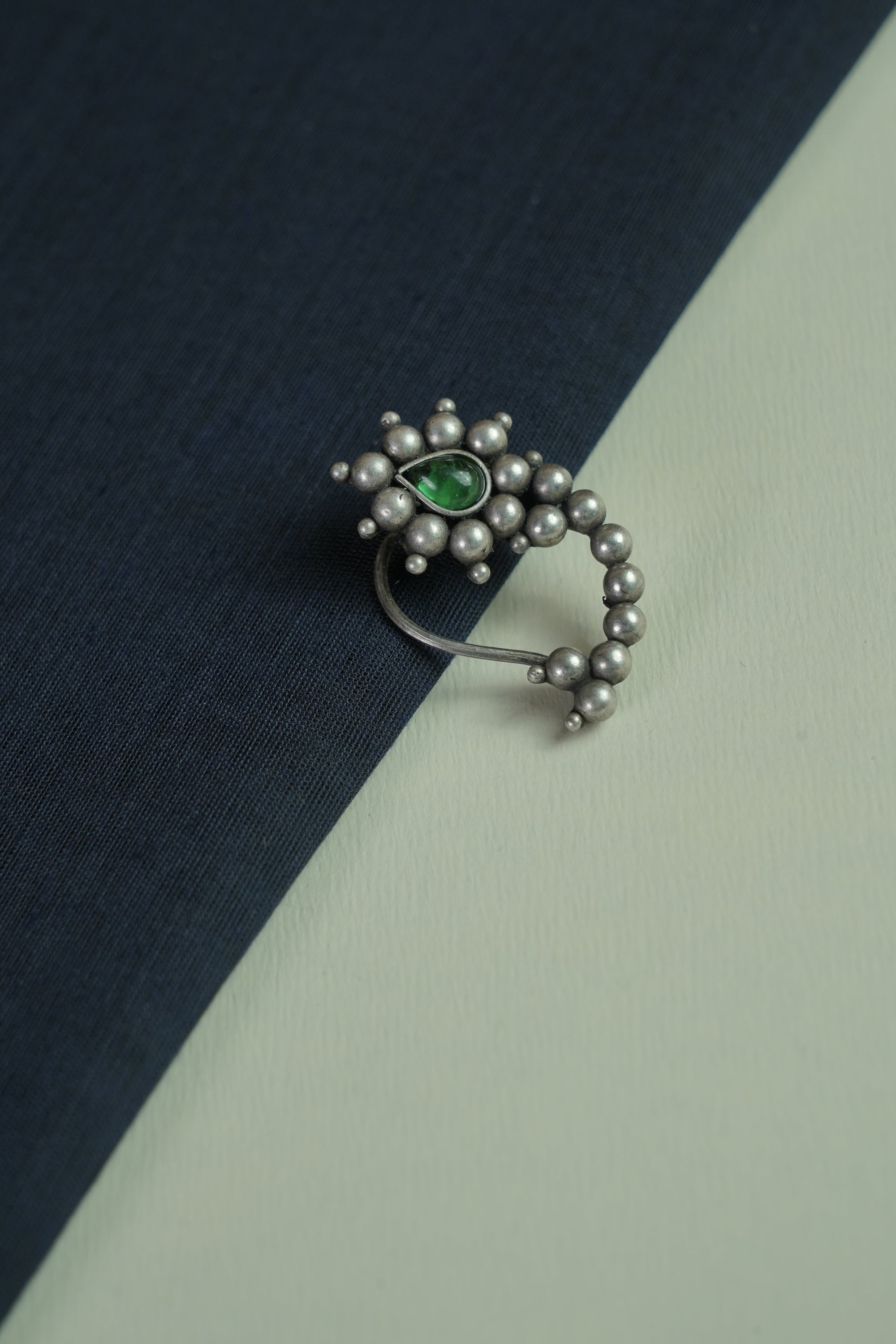 Green Beaded Oxidised Nath