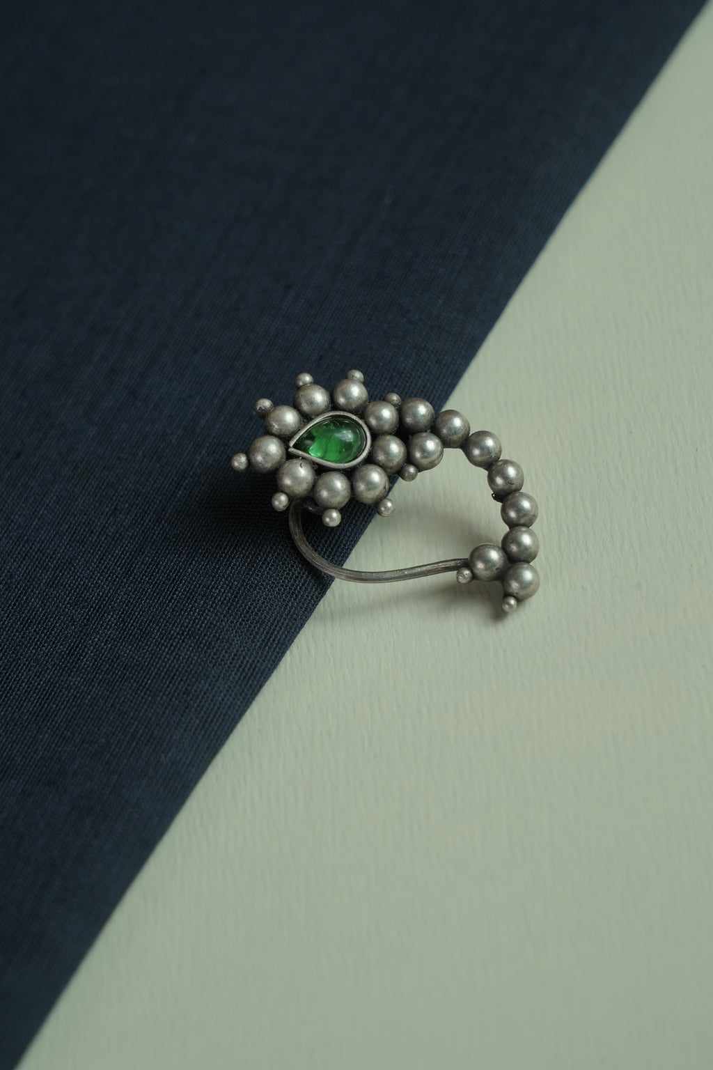 Green Beaded Oxidised Nath