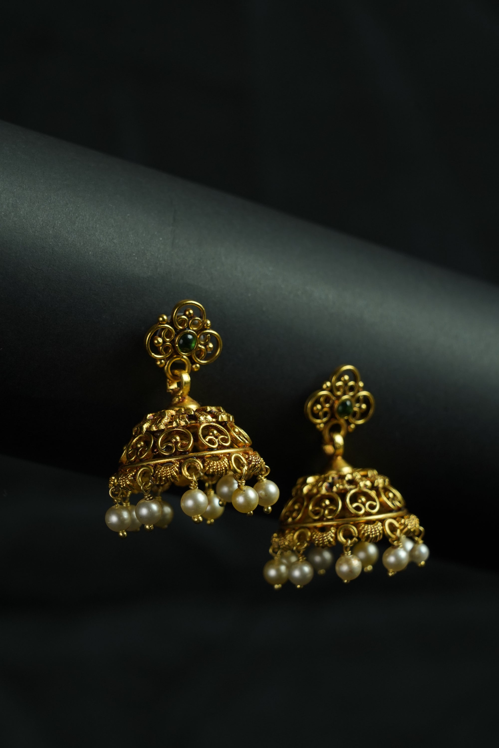 Floral Butti Gold Plated Jhumka